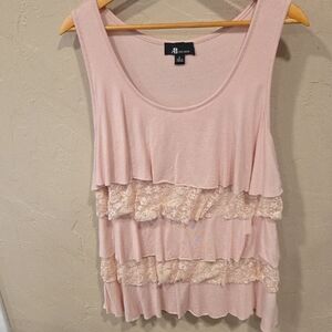 AB Studio Blush Layered Lace Tank Size Large